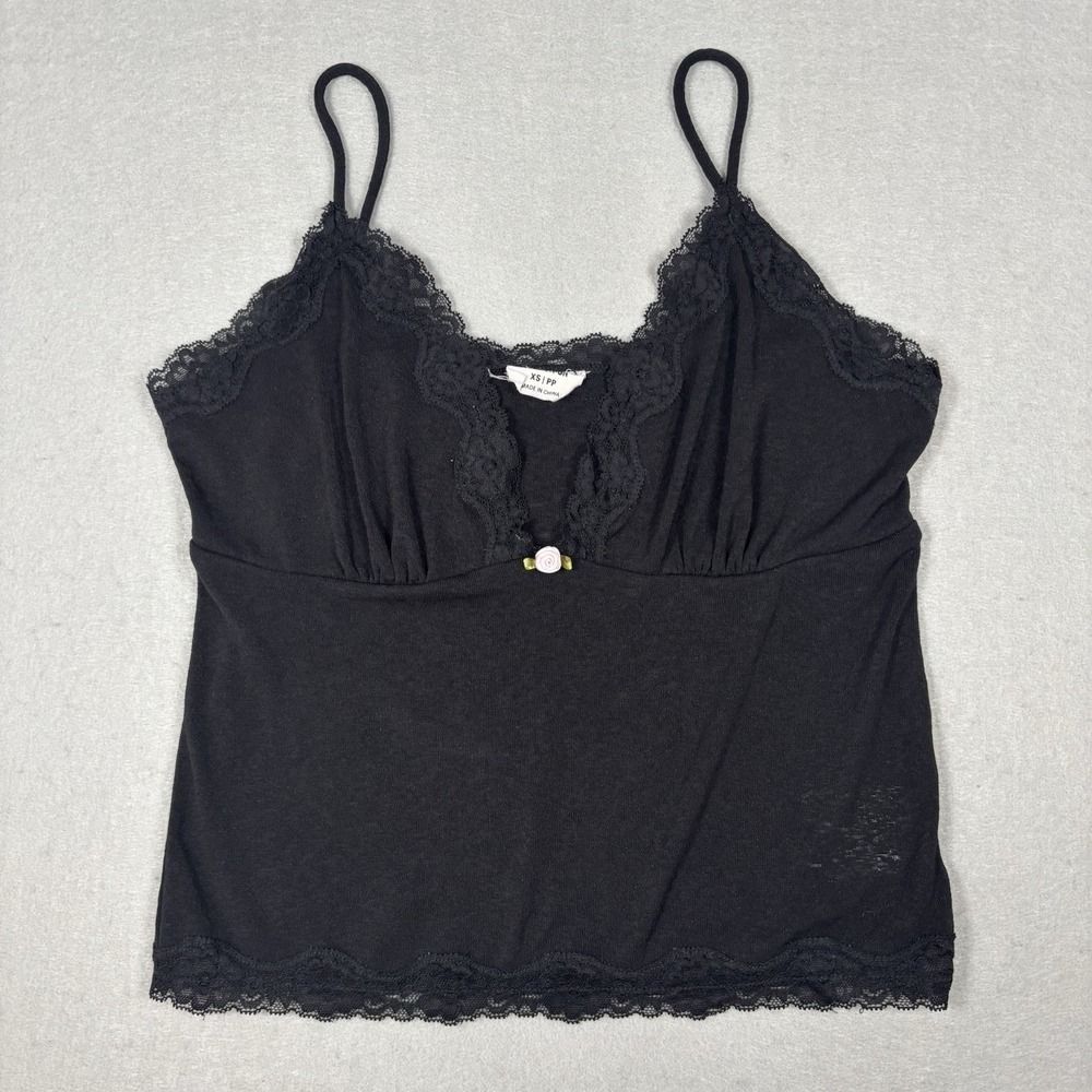 Cotton On Black‎ Camisole Women's Top Size XS Lace Trim Strappy Tank